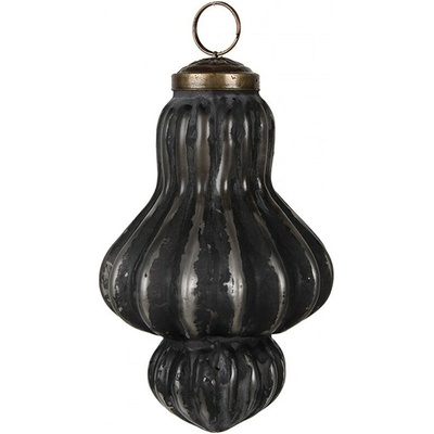 Clayre & Eef Granitová antik skleněná vánoční ozdoba stromek Noirre Ø 7*12 cm