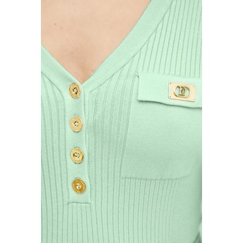 Elisabetta Franchi Пуловер с коприна Elisabetta Franchi дамски в тюркоазено MK62B51E2 (MK62B51E2)