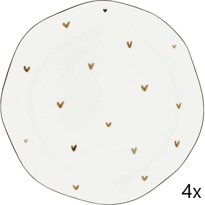 Bastion Collections 4x Talíř velký DINNER Little Brown Hearts, 27cm LI-DINNER-020-BC