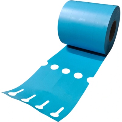 Plastová Etiketa záhradnícka 25 mm x 254 mm, 4 - Produkcia, Polypropylén, Bledomodrá, Dutinka 40 mm, 600 ks/kotúč, Priemer kotúča 99 mm
