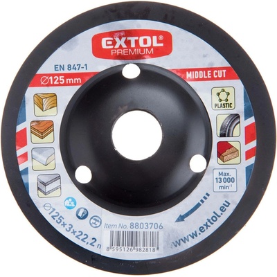 EXTOL PREMIUM kotouč rašplový na dřevo, O 125x3x22,2mm, střední sek 8803706