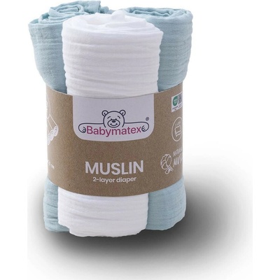 Babymatex Mušelínové dvouvrstvé 70 x 80 cm Modré 3 ks