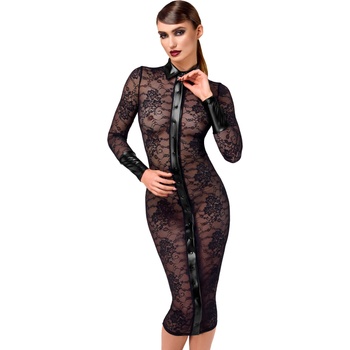 Noir Handmade F376 Noirelle Lace Button-Up Midi Dress Black L