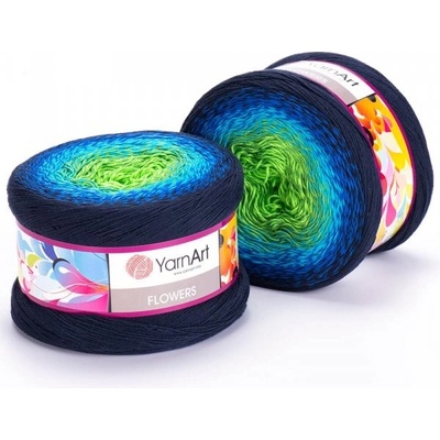 YarnArt Flowers 300 modro-tyrkysovo-zelená