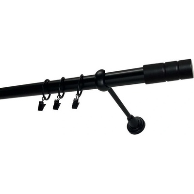 OK-GarnýžeCZ Garnýž kovová jednořadá 25mm Cylinder černá 260 cm do stěny / kroužky s žabkou