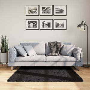 vidaXL Килим OVIEDO с къс косъм, черен, 120x120 см (375555)