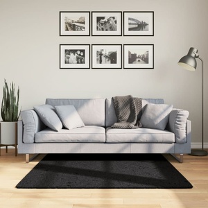 vidaXL Килим OVIEDO с къс косъм, черен, 120x120 см (375555)