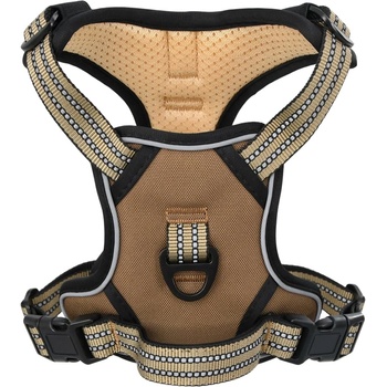 vidaXL Кучешки нагръдник с повод и нашийник, регулируем, кафяв, L (4013392)