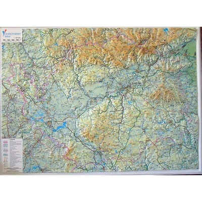Karlovarský kraj - plastická mapa 100 x 75 cm v dřevěném rámu