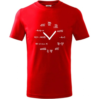 Matematické hodiny tričko detské Červená