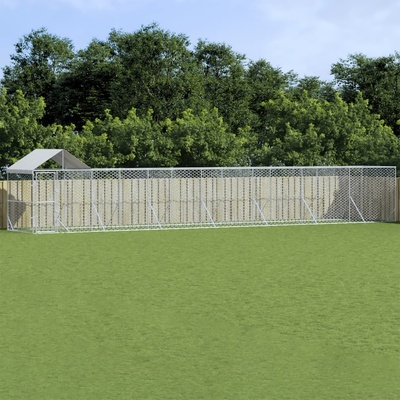 vidaXL Venkovní psí kotec se střechou stříbrný 1400 x 200 x 250 cm ocel 9799.3190469