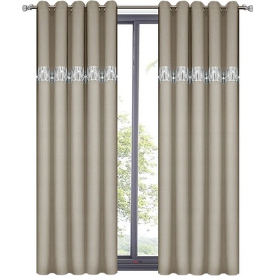 BytoTex Dekorační závěs se zirkony s kroužky Amálie cappuccino 140x250 cm (cena za 1 kus)