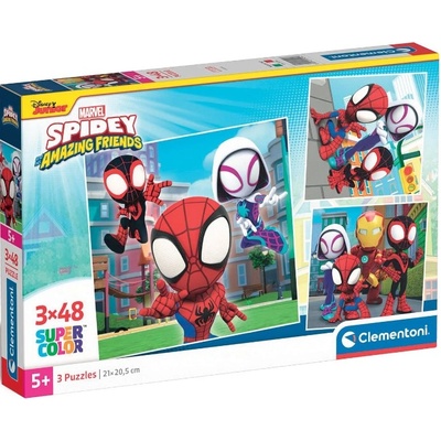 Clementoni Детски пъзел Clementoni от 3 x 48 части - Спайди и неговите невероятни приятели (25294)