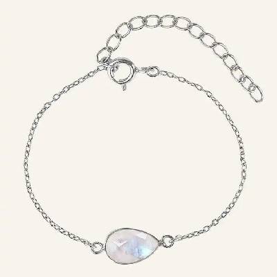 SilveAmo stříbrný náramek s měsíčním kamenem Moonstone B010