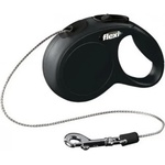 flexi Автоматичен повод FLEXI NEW Classic XS черно въже 3 м. / до 8 кг. 02242
