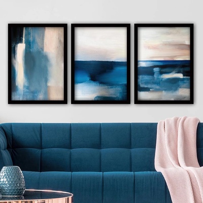 Asir Asir Viacdielny nástenný obraz Abstrakt Blue, 3 ks
