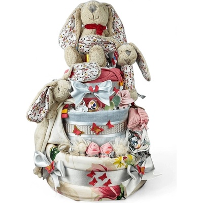 BabyTorta trojposchodová plienková torta pre bábätko ZAJAČIA RODINKA