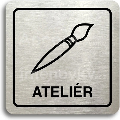 ACCEPT Piktogram ateliér - stříbrná tabulka - černý tisk