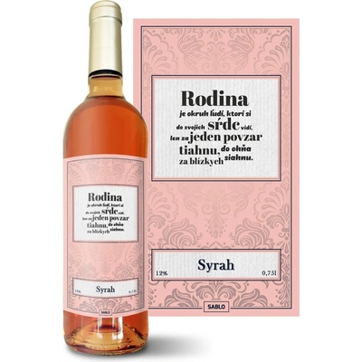 Sablio Rodina 5 Syrah ružové suché víno 12 % 0,75 l (čistá fľaša)