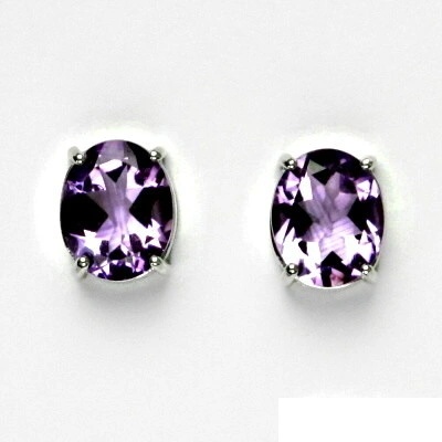 Čištín Zlaté náušnice, přírodní svělý ametyst 10x8 mm ,bílé i žluté zlato - NŠ 1242