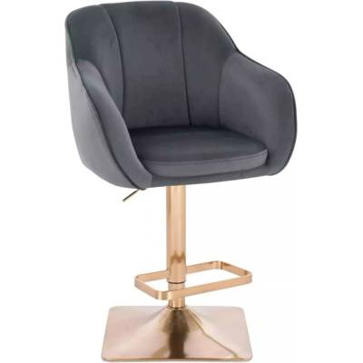 LuxuryForm Design Avola Velur na zlatej hranatej podstave tmavo šedá