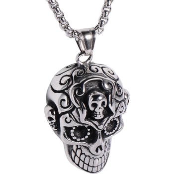 HARAHU Мъжки колие Череп - Сребърно kp20472 (20472)