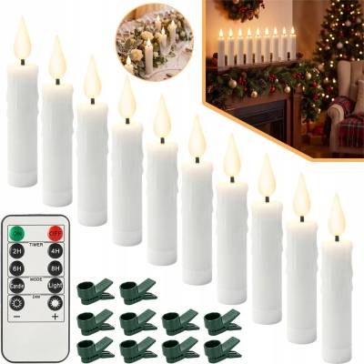 žiadna značka SADA 10 LED SVIEČOK NA BATÉRIE, BEZPLAMEŇOVÉ VIANOČNÉ SVIEČKY DO DOMÁCNOSTI