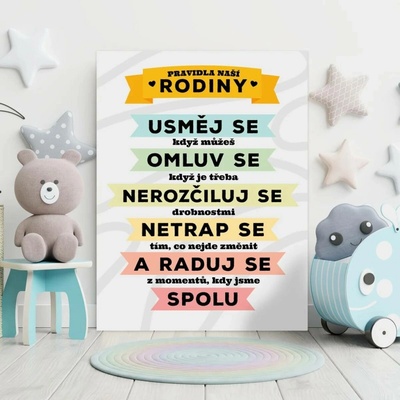 Sablio Dárková cedulka Pravidla naší rodiny: 30x40 cm