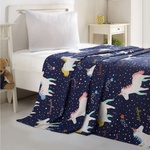 Eponj Home Горна завивка Eponj Home 143EPJ5958, 100 процента памук, 160x323 см, Еднорози, Тъмносин (143EPJ5958) - alleop