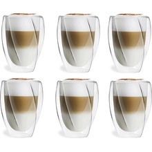 Design Vialli CRISTALLO dvojstenné poháre na kávu latte a čaj 25493 6 x 300 ml