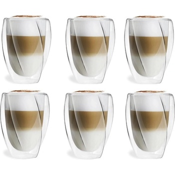 Design Vialli CRISTALLO dvojstenné poháre na kávu latte a čaj 25493 6 x 300 ml