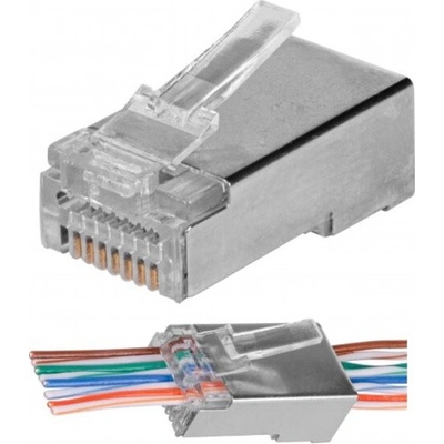 Lan konektor 8/8 RJ45 FTP Cat5e NEKU tienený, drôt 3673