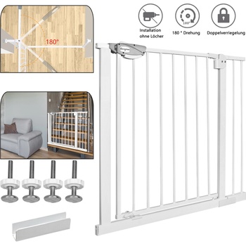 LZQ Ochranná dverová brána bez vŕtania pre deti 85-95 cm biela