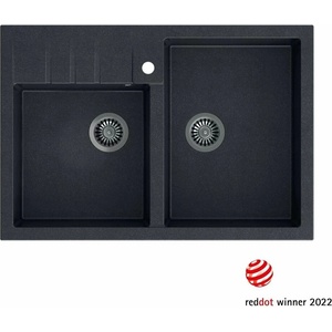 Quadron Вградена композитна мивка Quadron Unique Bill 120 черна - неръждаема стомана 90x62 см (HCQB9062U8_BS) Мивка за вграждане