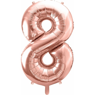 PartyDeco Fóliový balón číslo 8, 86cm rose zlatý