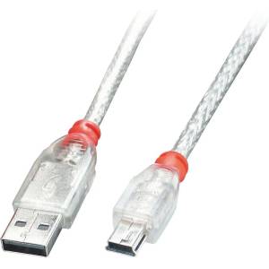Lindy Кабел Lindy, от USB-A(m) към Mini-B(m), 0.5m, прозрачен (41781)