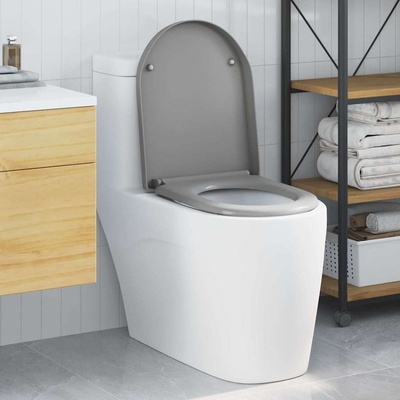 vidaXL Тоалетна седалка Сив 49 x 36 x 4 см Дуропласт (42002355)