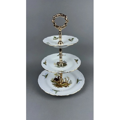 Etažér, myslivecký porcelán 3patrový