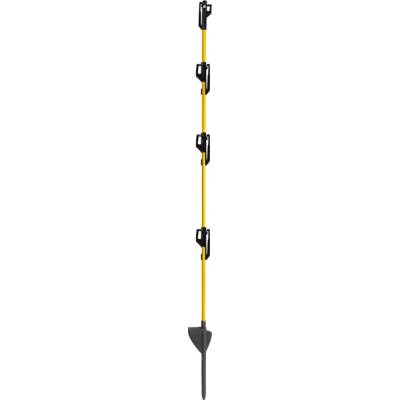 Sklolaminátový oválný sloupek pro elektrický ohradník 110 cm, nášlap a hrot, 4 izolátory na pásku až 50 mm