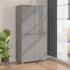 vidaXL Гардероб HAMAR, светлосив, 89x50x180 см, борово дърво масив (340483)