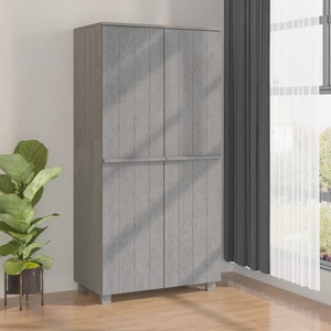 vidaXL Гардероб HAMAR, светлосив, 89x50x180 см, борово дърво масив (340483)