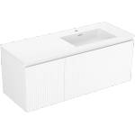 Mexen Rivel шкафче за баня 120 см с мивка Otis дясна, 1S, 1D, рифелована, бяла мат (91A23-12047-3-BBFF01-W18P01)