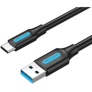 Vention USB-A 3.0/M - USB-C/M кабел, (PVC, черен), 2 м, кабел