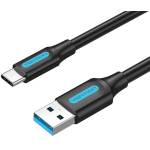 Vention USB-A 3.0/M - USB-C/M кабел, (PVC, черен), 2 м, кабел