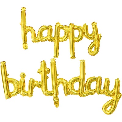 Fóliový balónek nápis Happy Birthday zlatý
