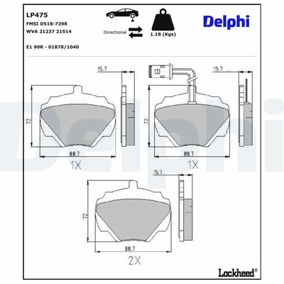 Sada brzdových platničiek kotúčovej brzdy DELPHI LP475