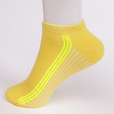 Жълти дамски чорапи тип терлик с неонови ленти