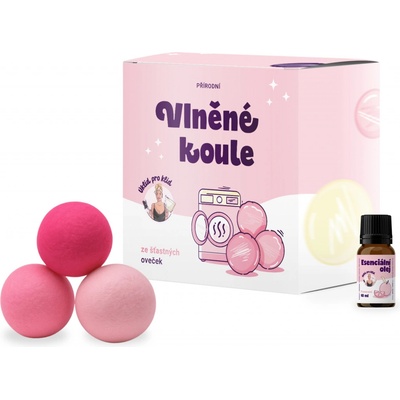Úklid pro klid Vlněné koule do sušičky - růžové - 3 ks Vůně: Tea tree – Zbozi.Blesk.cz