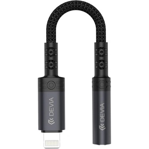 DEVIA iPhone 14 Plus / 14 Pro Max / 14 Pro DEVIA EC090 аудио кабел-адаптер с 3, 5 мм жак - Lightning, 12 см, ЧЕРЕН (ST111172)