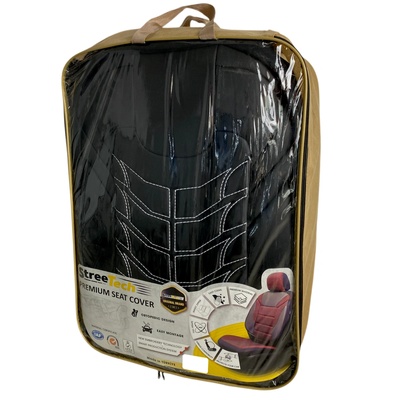 Streetech 3D Тапицерия за седалки кожена Streetech Classy - черна с бели елементи (EG-MDX35-107)